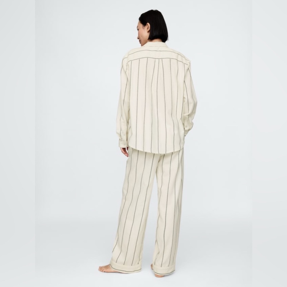 NWT Gap Body Flannel PJ Ivory and Black Stripe Set Size XS - Picture 2 of 6